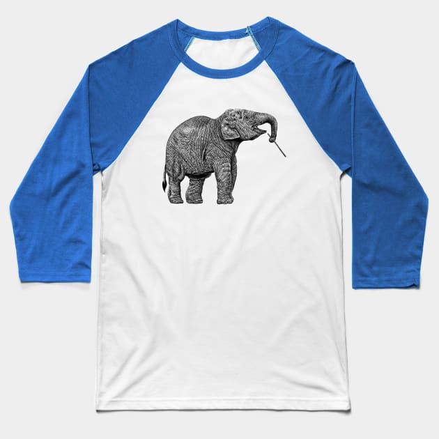 Baby Asian elephant Baseball T-Shirt by lorendowding